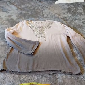 Romeo & Juliet Sheer Cotton Top Embroidered Ombre